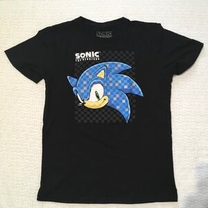 Sonic The‎ Hedgehog Kids Black Graphic T-Shirt Sega Size L